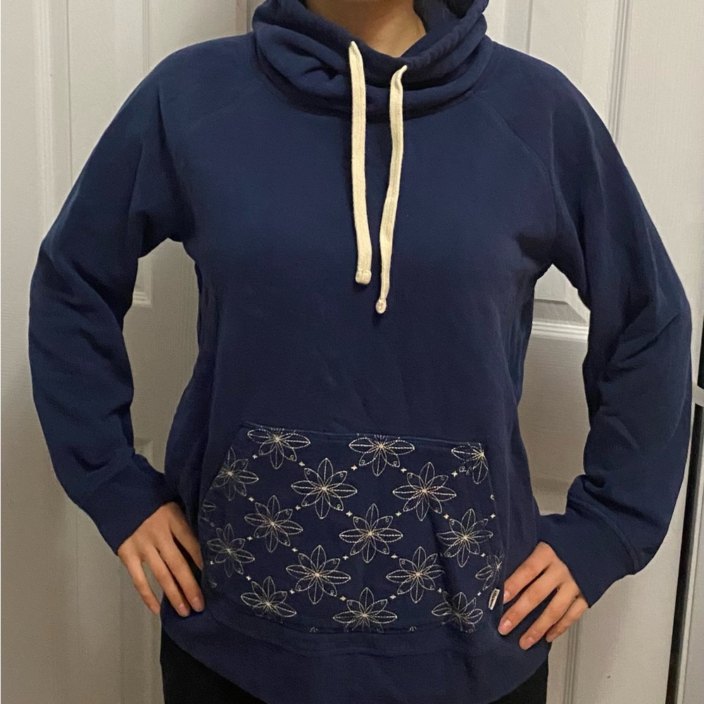 Burton Navy Hoodie with Floral Pocket